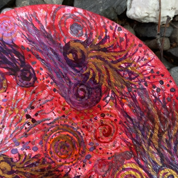 Unframed Original Art Watercolour & Brusho Circular Paper - Space Race AB Artist - Picture 7 of 7